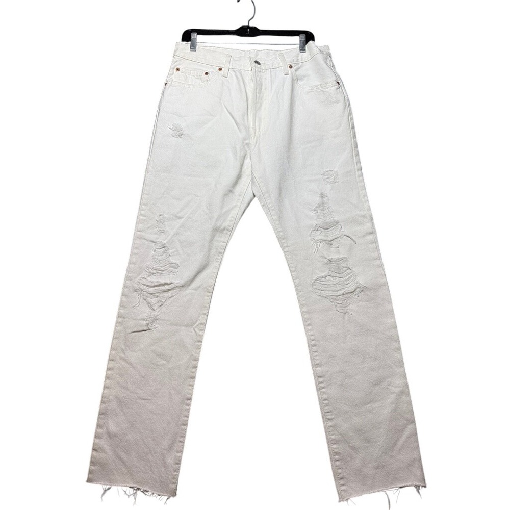 Levi's 501‎ Original Fit Jeans Mens W31 White Excellent Distressed Button Fly